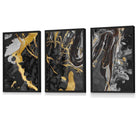 Abstract Black and Yellow Fluid Splatters Framed Wall Art Prints | Artze Wall Art UK