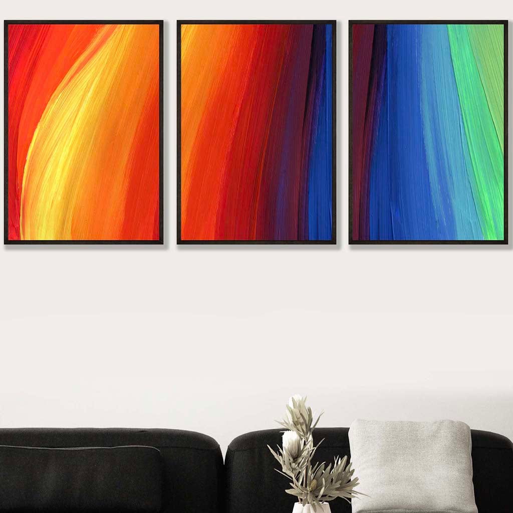 Set of 3 Abstract Colourful Rainbow Wall Art Prints