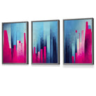 Geometric Blue and Pink Art Deco Framed Wall Art Prints | Artze Wall Art UK