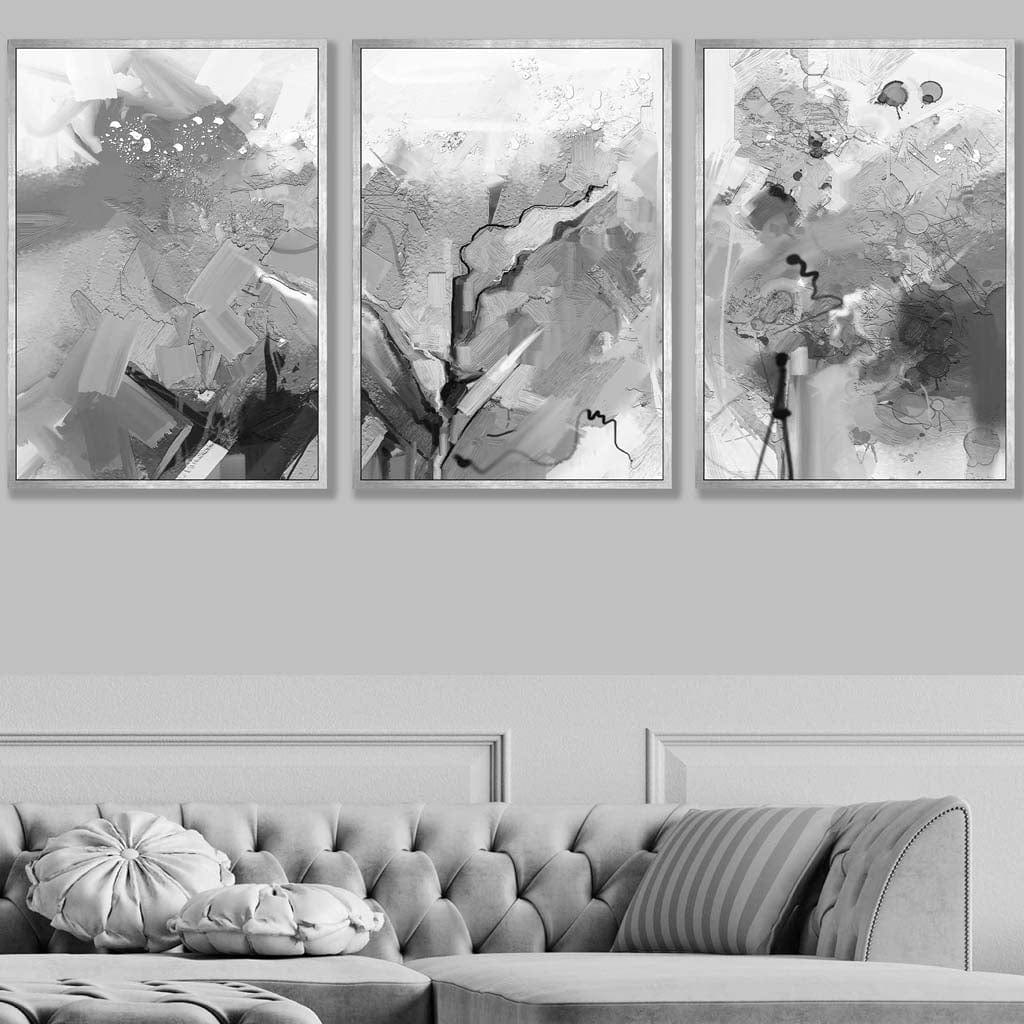 Set of 3 Abstract Black and White Art Prints
