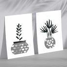 Grey Boho Botanical Sketch Set of 2 Art Prints