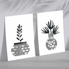 Grey Boho Botanical Sketch Framed Set of 2 Art Prints