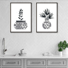 Grey Boho Botanical Sketch Set of 2 Art Print | Artze Wall Art UK