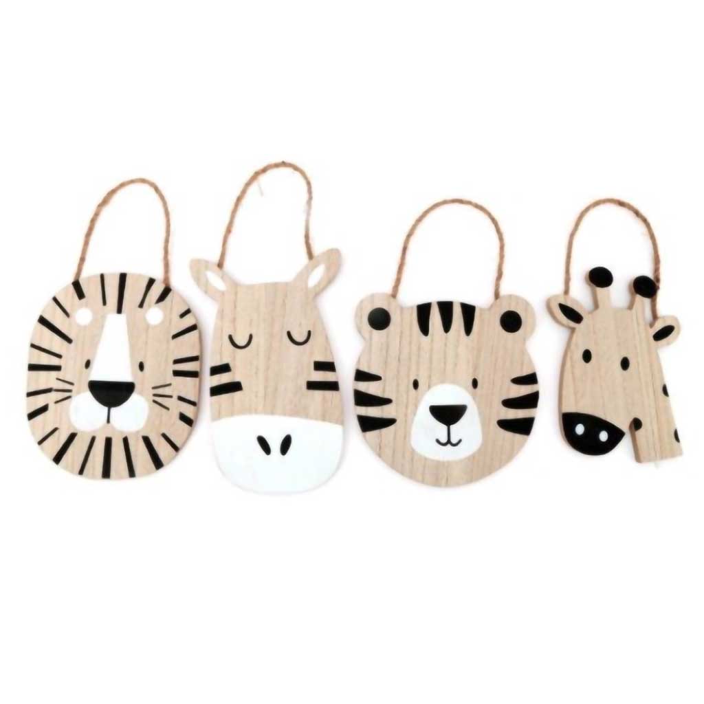 Safari Animal Head Hanging Plaque Artze Wall Art