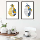 Yellow, Blue Geometric Fruit Pineapple Posters | Artze Wall Art UK
