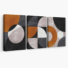 Set of 3 Black and Orange Geometric Circles Canvas Art Prints | Artze Wall Art