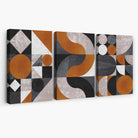 Set of 3 Black and Orange Mid Century Canvas Art Prints | Artze Wall Art