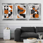 Set of 3 Black and Orange Mid Century Art Prints in Luxury Frames | Artze UK