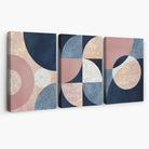 Set of 3 Navy and Blush Abstract Canvas Art Prints | Artze Wall Art