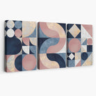 Set of 3 Navy Blue and Pink Mid Century Canvas Art Prints | Artze Wall Art