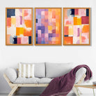 Set of 3 Purple and Pink Abstract Art Prints in Luxury Frames | Artze UK