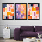 Set of 3 Purple and Pink Abstract Art Prints in Black Frames | Artze UK