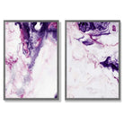 Purple Pink Abstract Fluid Set of 2 Art Prints with Dark Grey Frame
