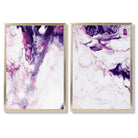 Purple Pink Abstract Fluid Set of 2 Art Prints with Gold Frame