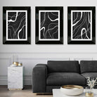 Set of 3 Abstract Black and White Art Prints in Luxury Frames | Artze UK