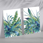 Green Tropical Leaves Watercolour Set of 2 Art Prints