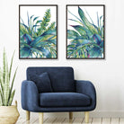 Green Tropical Leaves Watercolour Prints | Artze Wall Art UK