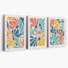 Set of 3 Colourful Floral Canvas Art Prints | Artze Wall Art