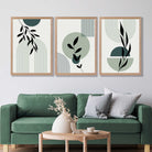 Set of 3 Sage Green Boho Floral Arches Art Prints in Luxury Frames | Artze UK