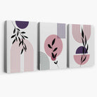 Set of 3 Pink and Purple Boho Floral Arches Canvas Art Prints | Artze Wall Art