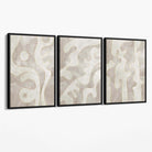 Set of 3 Abstract Neutral Beige Canvas Art Prints with Black Float Frame