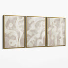 Set of 3 Abstract Neutral Beige Canvas Art Prints with Gold Float Frame