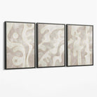 Set of 3 Abstract Neutral Beige Canvas Art Prints with Grey Float Frame