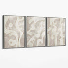 Set of 3 Abstract Neutral Beige Canvas Art Prints with Silver Float Frame