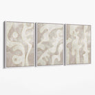 Set of 3 Abstract Neutral Beige Canvas Art Prints with White Float Frame