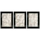 Set of 3 Abstract Neutral Beige Framed Art Prints with Glossy Black Frames