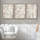 Set of 3 Abstract Neutral Beige Art Prints in Luxury Frames | Artze UK