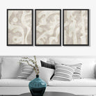 Set of 3 Abstract Neutral Beige Art Prints in Black Frames | Artze UK