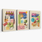 Set of 3 Abstract Picasso Style Faces Canvas Art Prints | Artze Wall Art