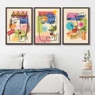 Set of 3 Abstract Picasso Style Faces Art Prints in Luxury Frames | Artze UK