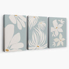 Set of 3 Blue Floral Modern Canvas Art Prints | Artze Wall Art