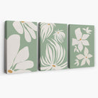 Set of 3 Green Floral Contemporary Canvas Art Prints | Artze Wall Art