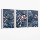 Set of 3 Abstract Midnight Garden Canvas Art Prints with White Float Frame