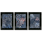 Set of 3 Abstract Midnight Garden Framed Art Prints with Glossy Black Frames