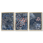 Set of 3 Abstract Midnight Garden Framed Art Prints with Gold Wood Frames