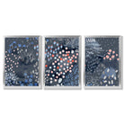 Set of 3 Abstract Midnight Garden Framed Art Prints with Silver Wood Frames