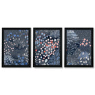 Set of 3 Abstract Midnight Garden Framed Art Prints with Vermeer Black Frames