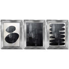 Set of 3 Abstract Black and Grey Zen Stones Framed Art Prints with Glossy Chrome Frames