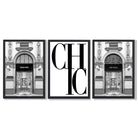 Set of 3 Chic Fashion Stores Framed Art Prints with Black Wooden Frames