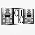 Set of 3 Chic Fashion Stores Canvas Art Prints with Black Float Frame