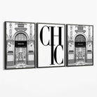 Set of 3 Chic Fashion Stores Canvas Art Prints with Grey Float Frame