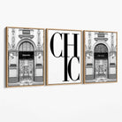 Set of 3 Chic Fashion Stores Canvas Art Prints with Oak Float Frame