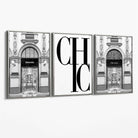 Set of 3 Chic Fashion Stores Canvas Art Prints with Silver Float Frame