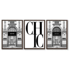 Set of 3 Chic Fashion Stores Framed Art Prints with Dark Wood Frames