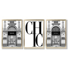 Set of 3 Chic Fashion Stores Framed Art Prints with Gold Wood Frames