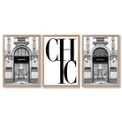 Set of 3 Chic Fashion Stores Framed Art Prints with Light Oak Frames